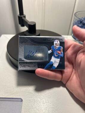 2025 Panini Black Keon Coleman Metallic Marks Silver Ink On-Card Auto RC 298/299